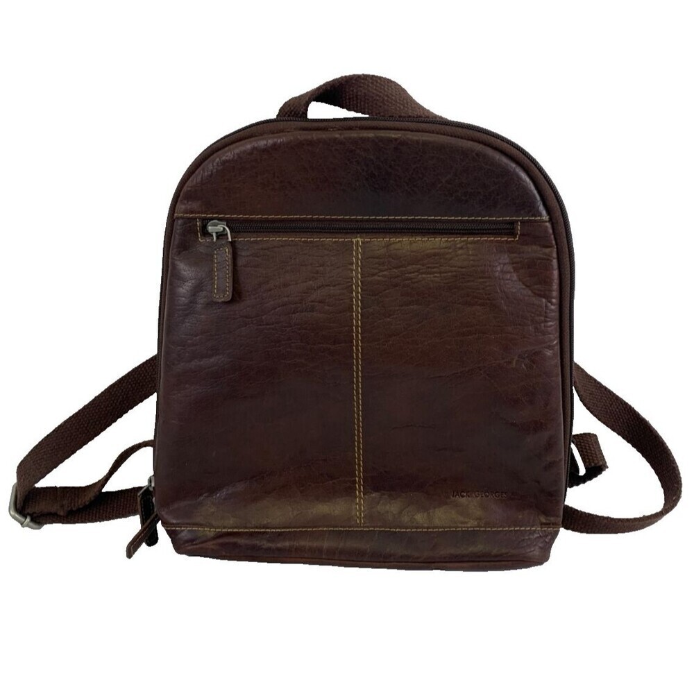 Jack Georges Voyager Convertible Backpack Crossbody Brown Buffalo Leather Zip